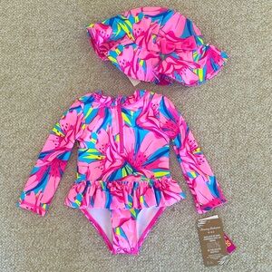 Tommy Bahama Floral One-Piece Swimsuit with Hat